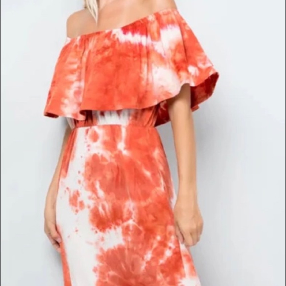Orange and white tie dye maxi dress